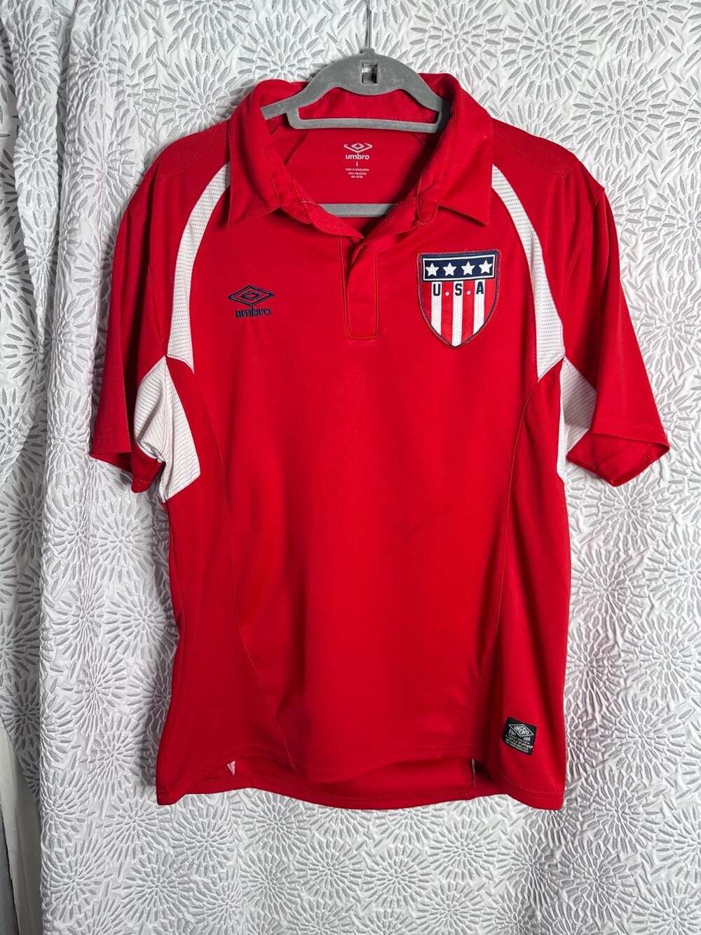 Umbro USA Soccer U.S.A. Red Polo Jersey Shirt Men's Large